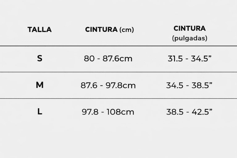 guia de talla cinturon Cross Training